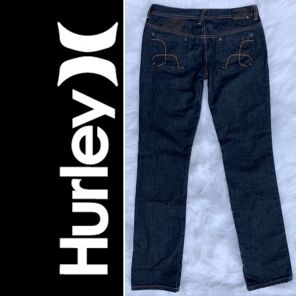 💋 SOLD💋 Hurley Dark Wash Midrise Straight Leg Jeans - Picture 2 of 9
